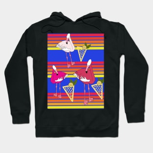 Flamingo Cocktails at Sunset Blue Hoodie